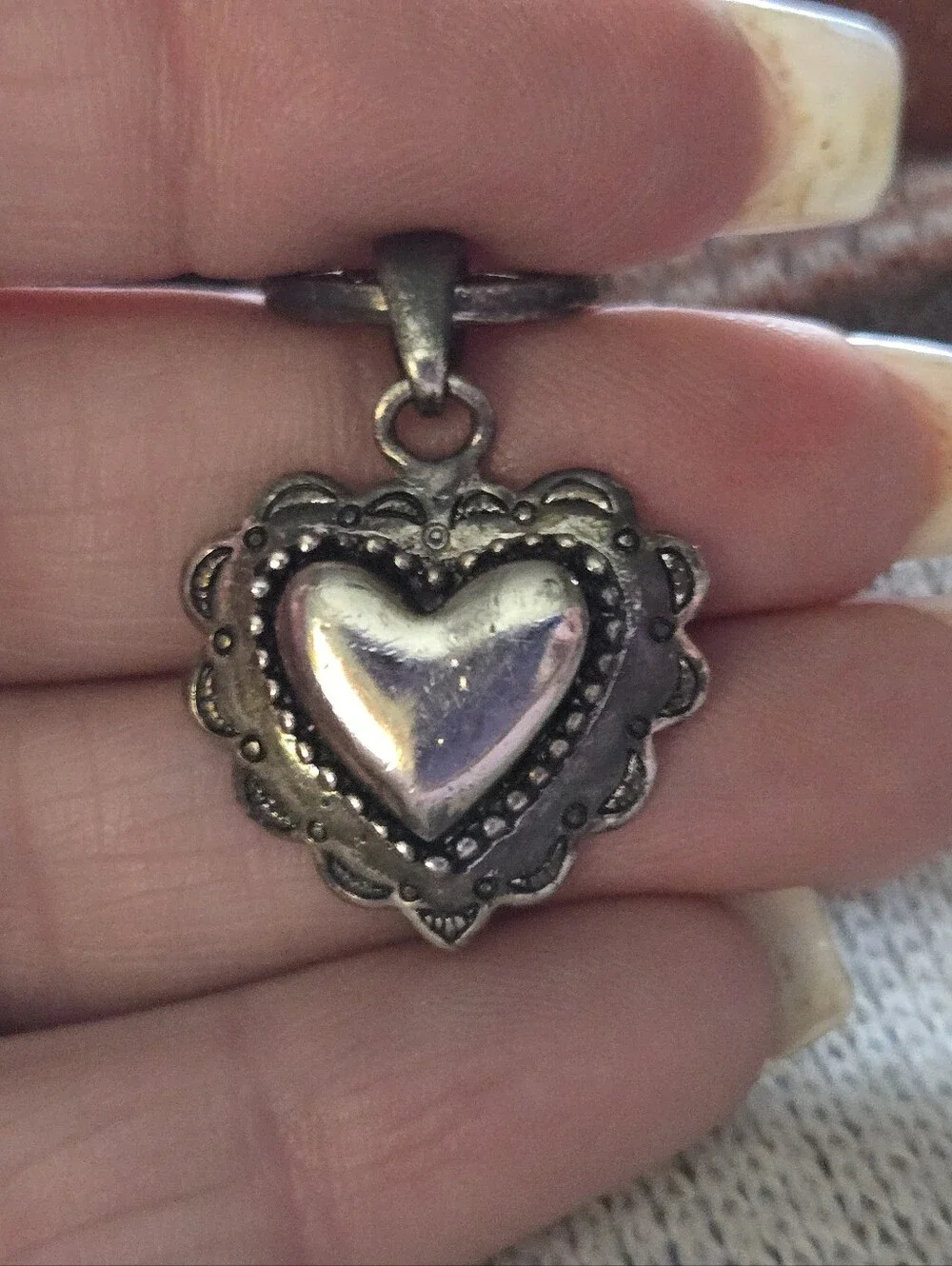 Sterling Silver Heart Charm Toggle Bracelet - Silver